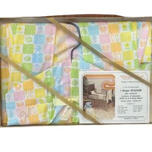 Vintage New Teddy Time Diaper Stacker 100% Cotton Baby Nursery Pastel Dots